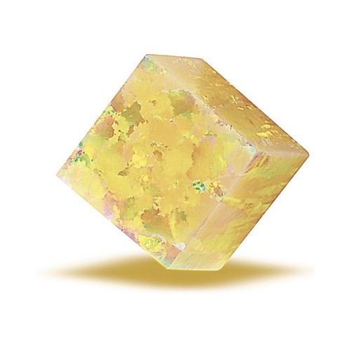 Opal Imitation, Yellow, Cube, 7.00 x 7.00 mm - 1 piece