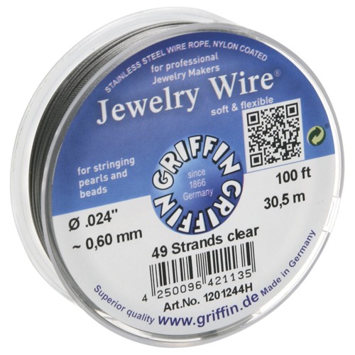 Griffin Jewelry Wire Stahldraht, stahlfarbig, 49 Stränge, ø 0,35 mm - 9,15 m