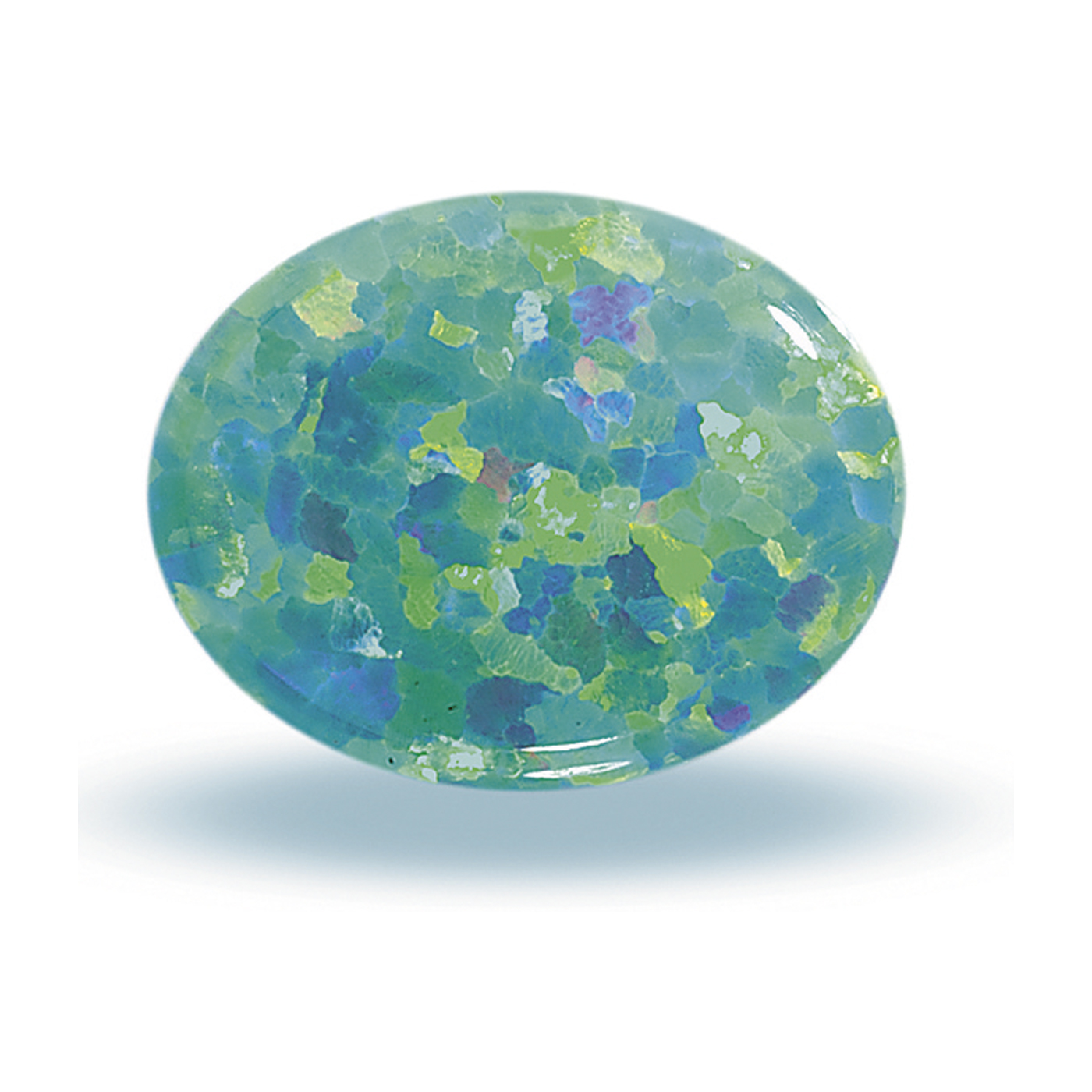 Opal Imitation, Green, Oval Cabochon, 10.00x8.00 mm - 1 piece