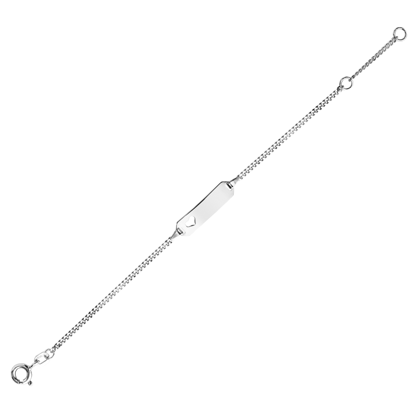 ID-Armband, 925 Ag, Panzer, Herz ausgestanzt, 12-14 cm - 1 Stück