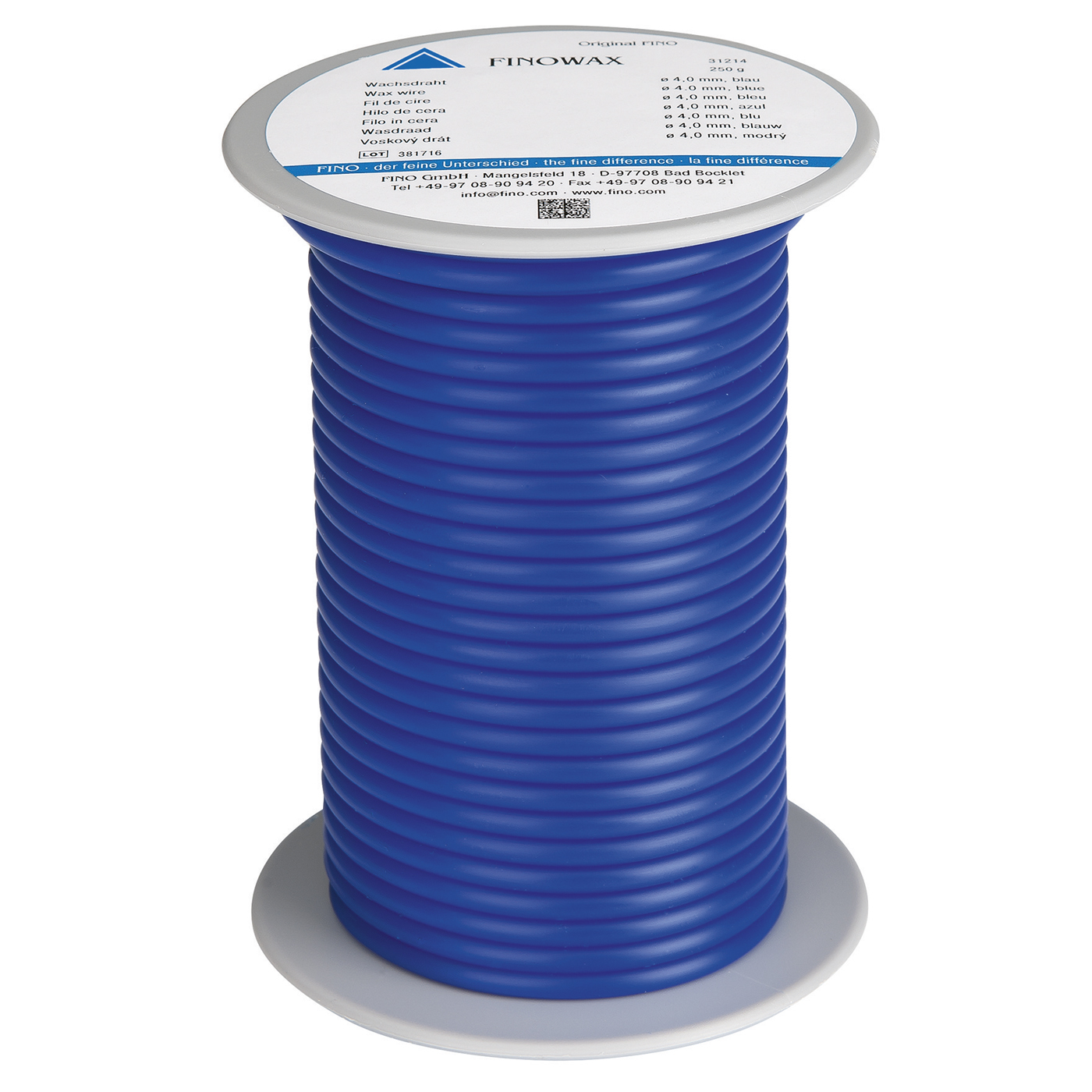 FINOWAX Wax Wire, ø 4.0 mm, Hard, Blue - 250 g