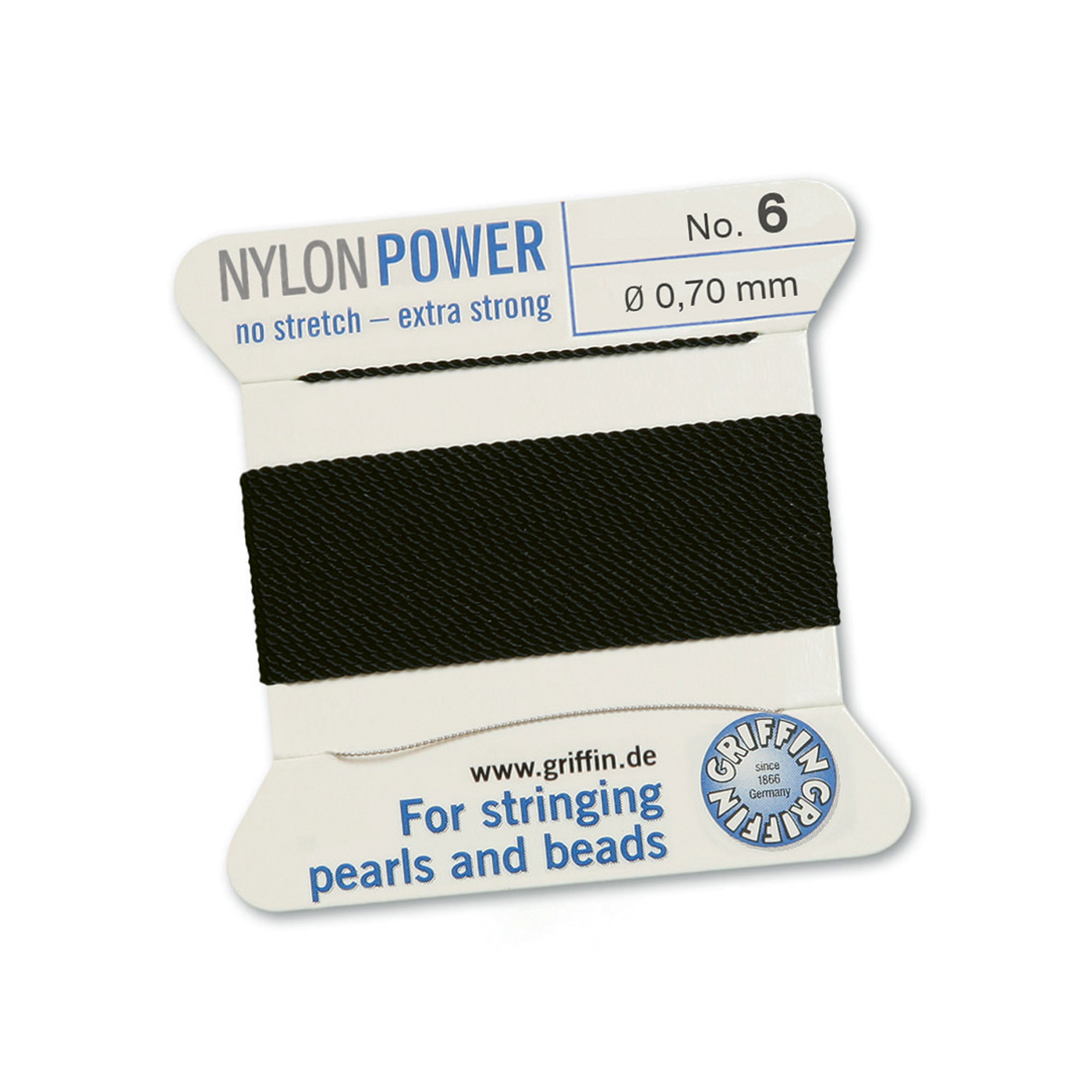 Bead Cord NylonPower, Black, No. 6 - 2 m