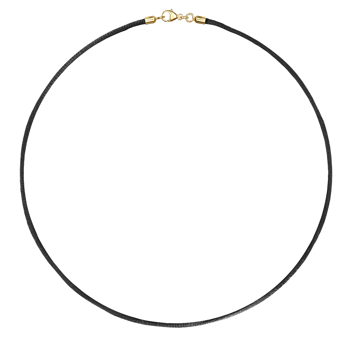 Satinband, 42 cm, ø 2 mm, schwarz, mit Karabiner 925 Ag verg - 42 cm