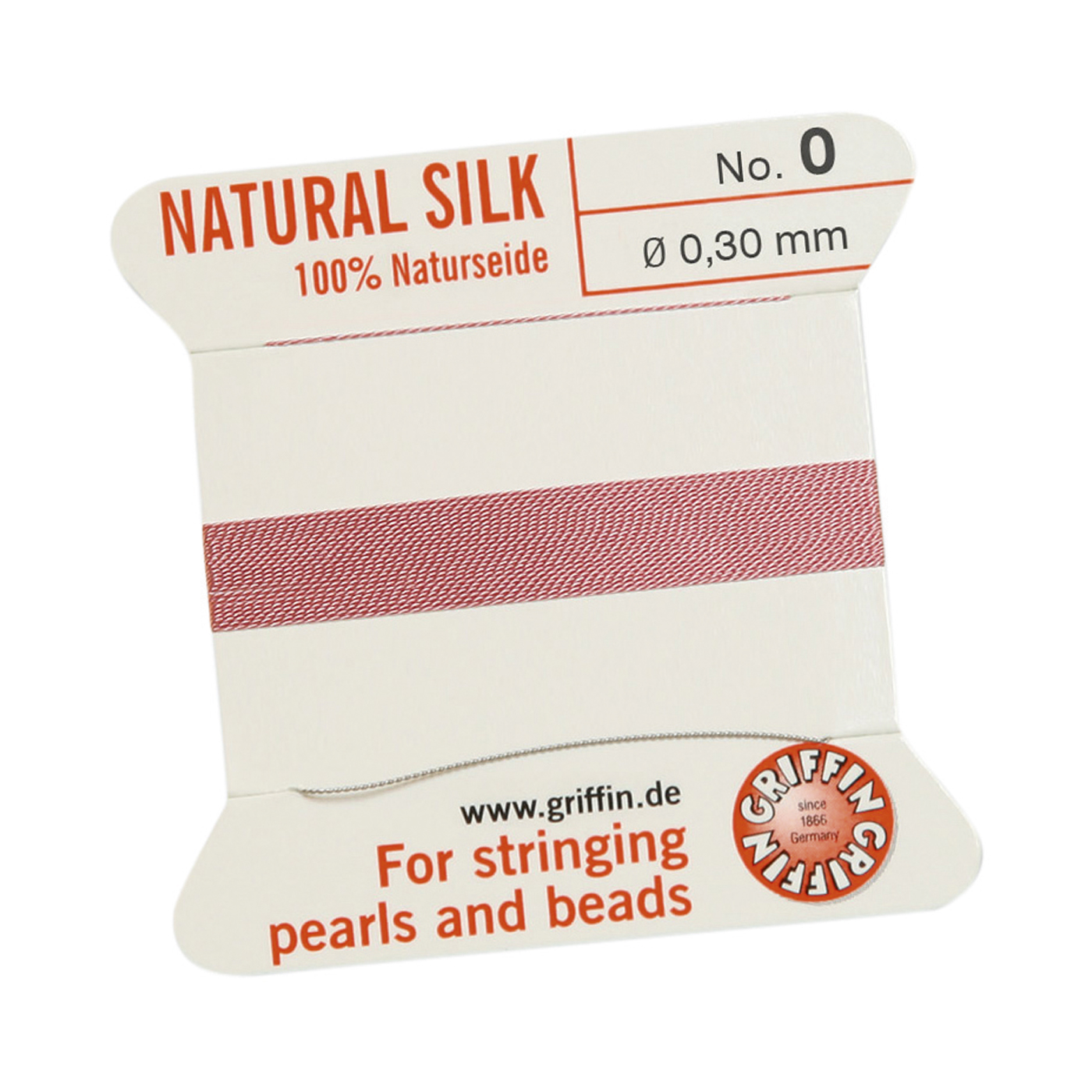 Bead Cord 100% Natural Silk, Dark Pink, No. 0 - 2 m