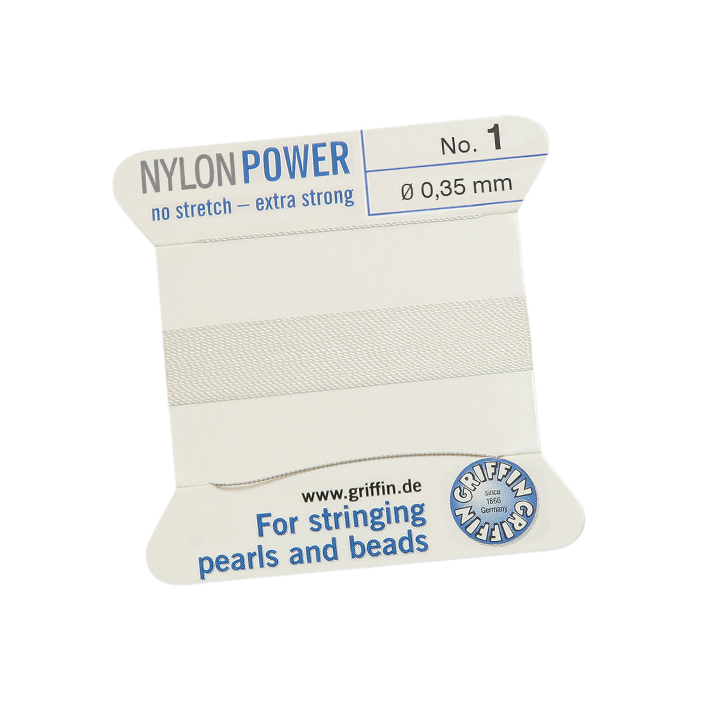 Bead Cord NylonPower, White, No. 1 - 2 m
