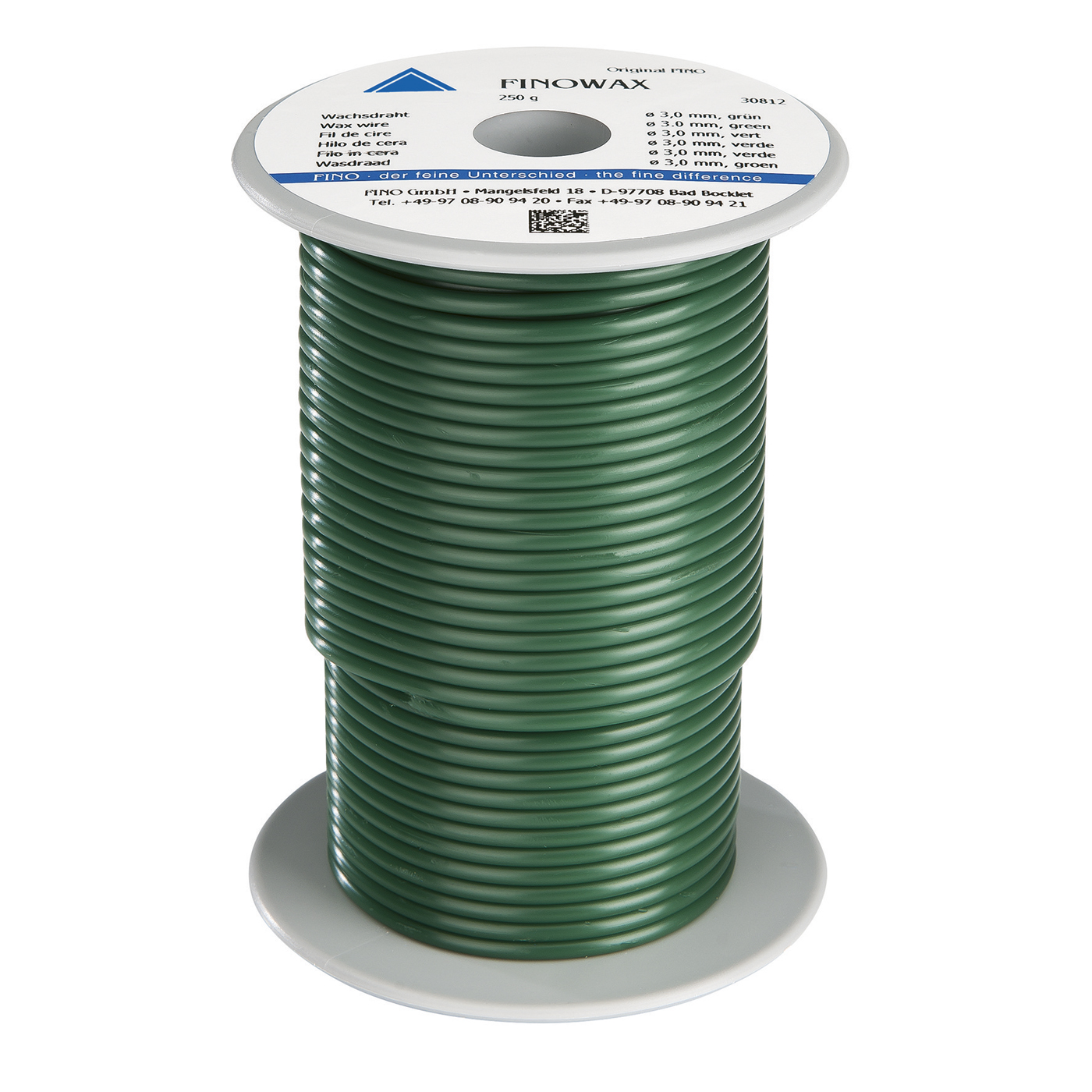 FINOWAX Wax Wire, ø 3.0 mm, Medium Hard, Green - 250 g
