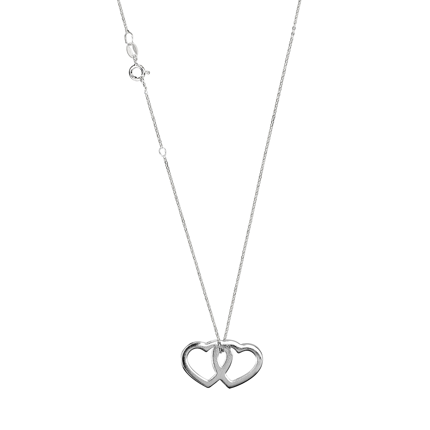 Familienkette, 925 Ag, mit zwei Herzen, 45 cm - 1 Stück Familienkette, 925 Ag, mit zwei Herzen, 45 cm - 1 Stück