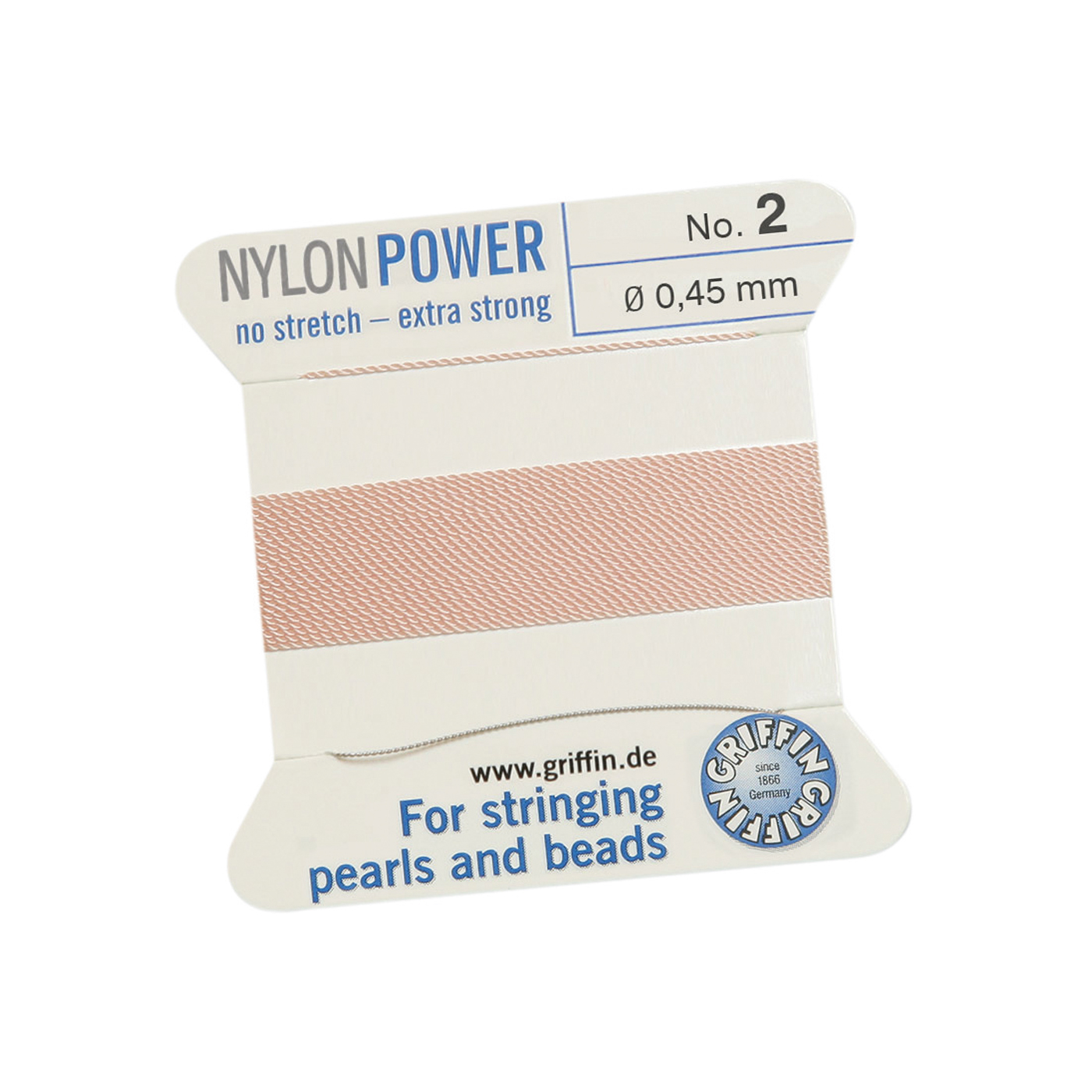 Bead Cord NylonPower, Light Pink, No. 2 - 2 m