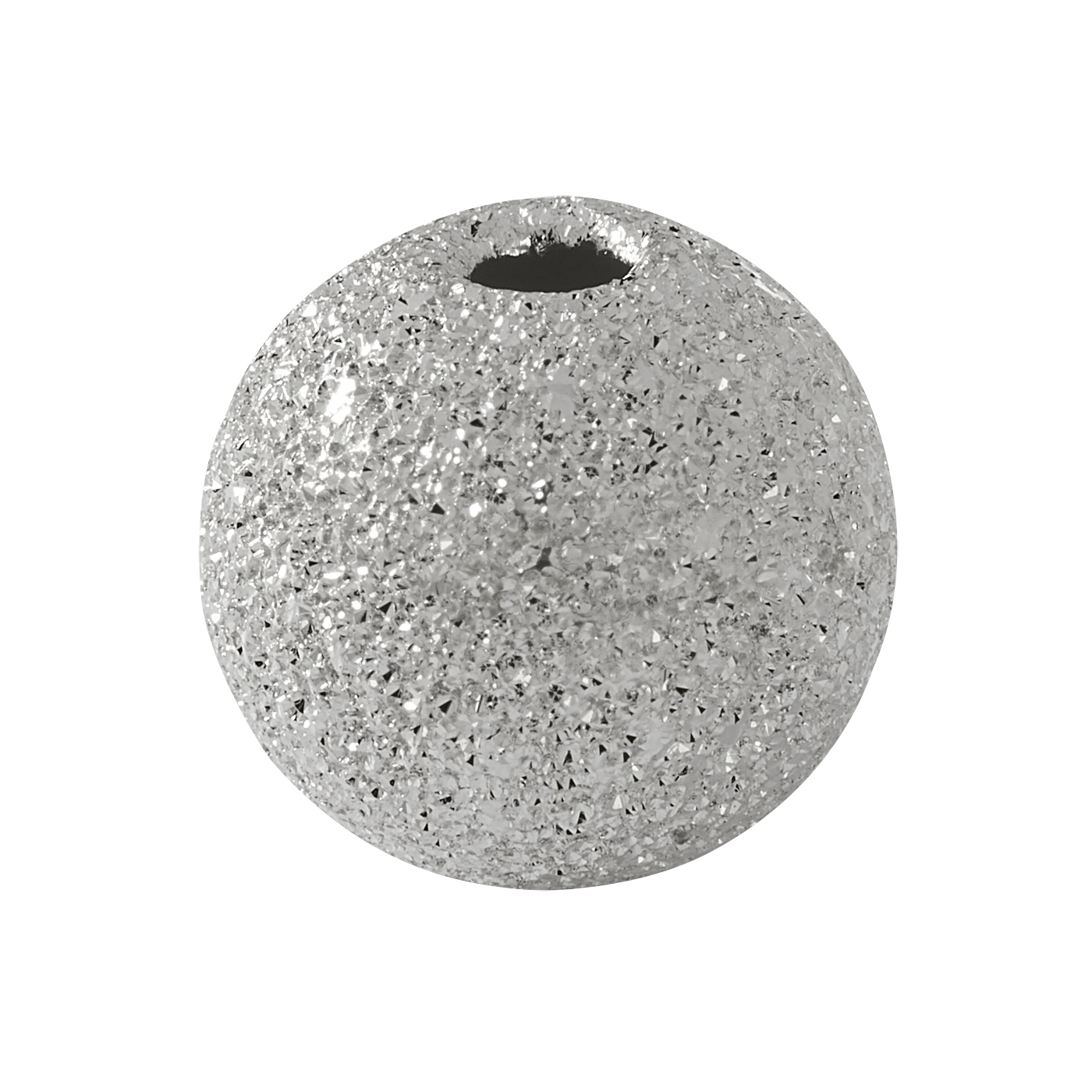 Zwischenteil, 2-Lochkugel, 925 Ag, ø 10 mm, diamantiert - 1 Stück