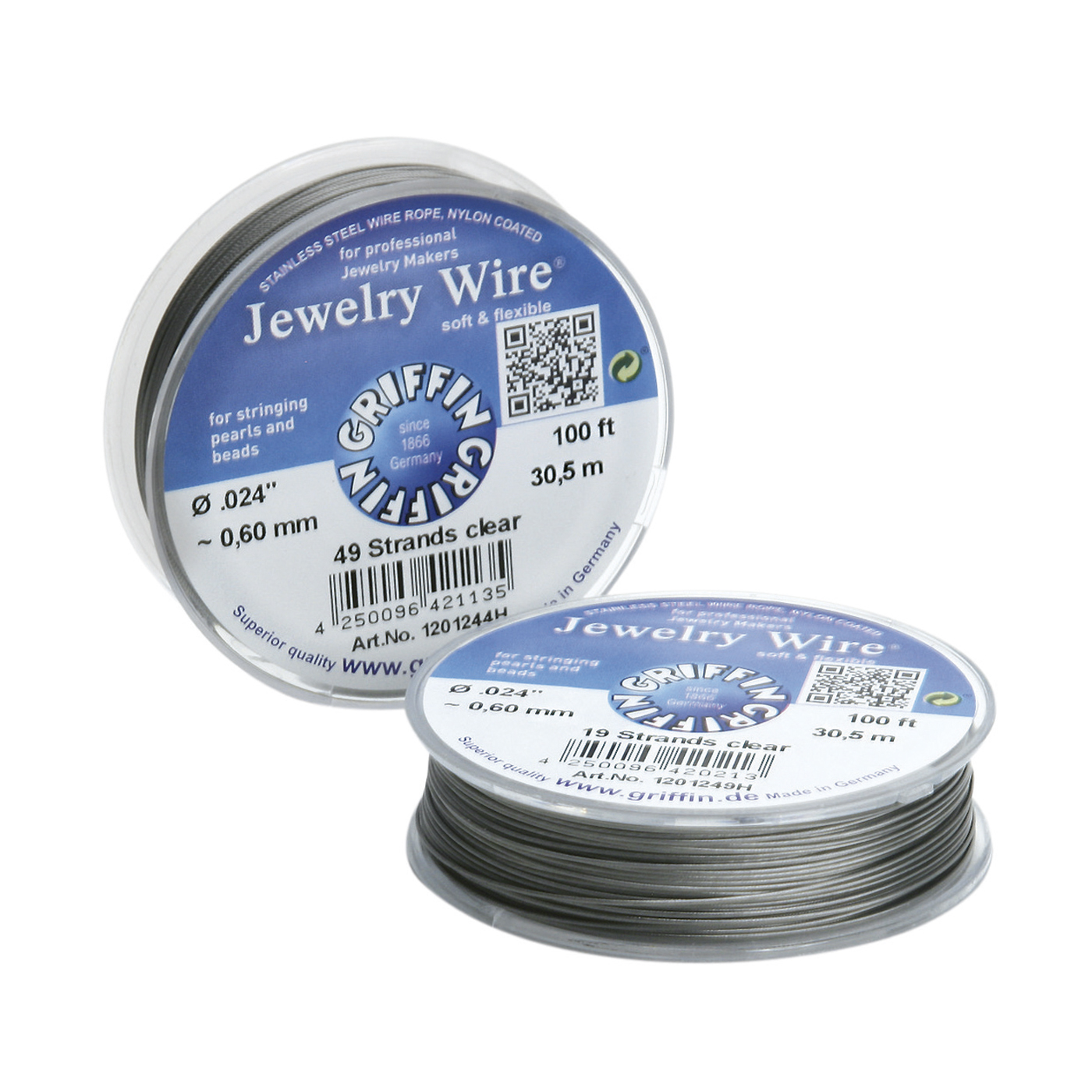 Jewelry Wire Steel Wire, Steel-Coloured, 19 Strands,ø 0.60mm - 9,15 m Jewelry Wire Steel Wire, Steel-Coloured, 19 Strands,ø 0.60mm - 9,15 m