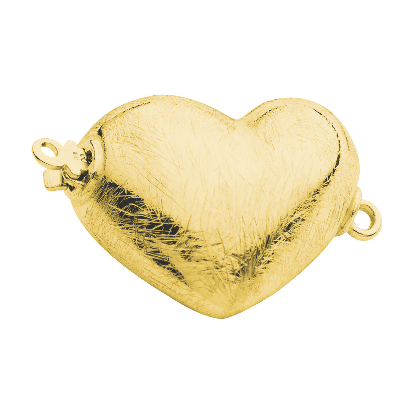 Clasp, Heart, 925Ag Gold-Plated Ice Matt, 20 x 17 mm - 1 piece