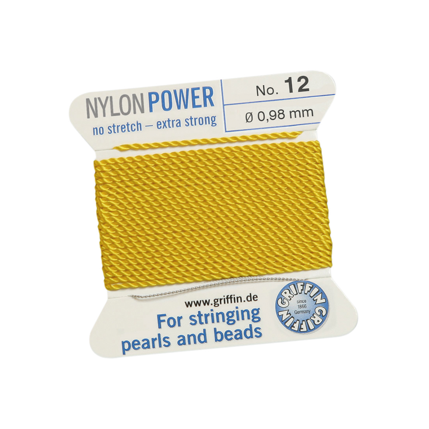 Bead Cord NylonPower, Light Yellow, No. 12 - 2 m