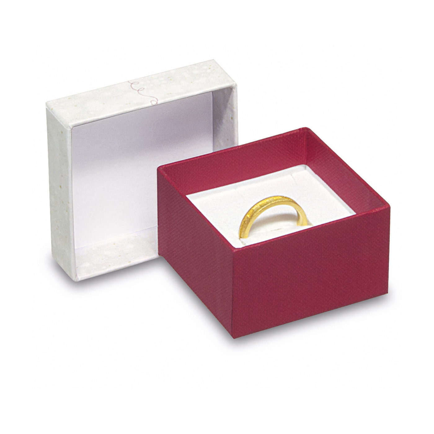 Schmucketuis "Schneeflocke", rot/creme, 50 x 50 x 30 mm - 5 Stück Schmucketuis "Schneeflocke", rot/creme, 50 x 50 x 30 mm - 5 Stück