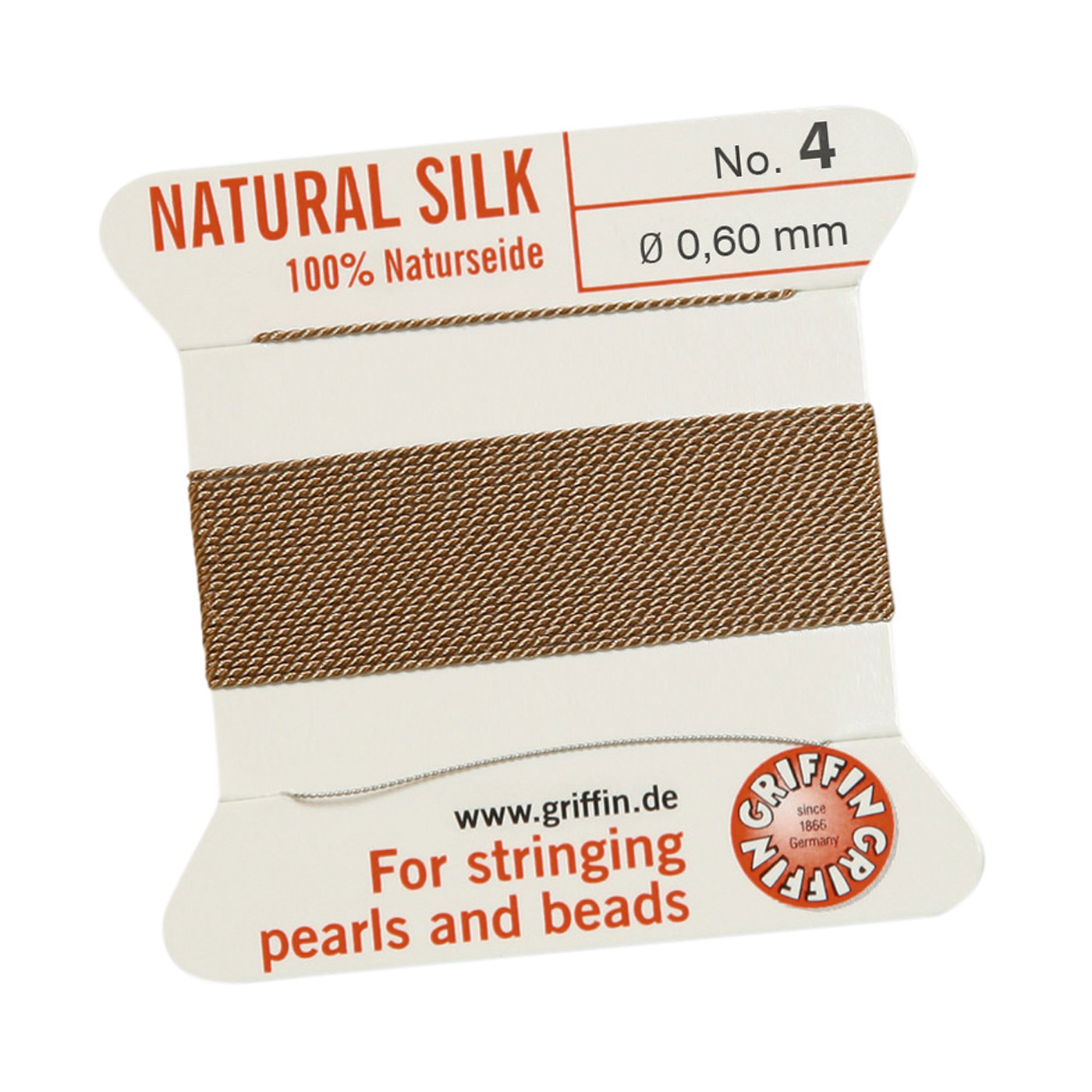Bead Cord 100% Natural Bead Cord, Beige, No. 4 - 2 m