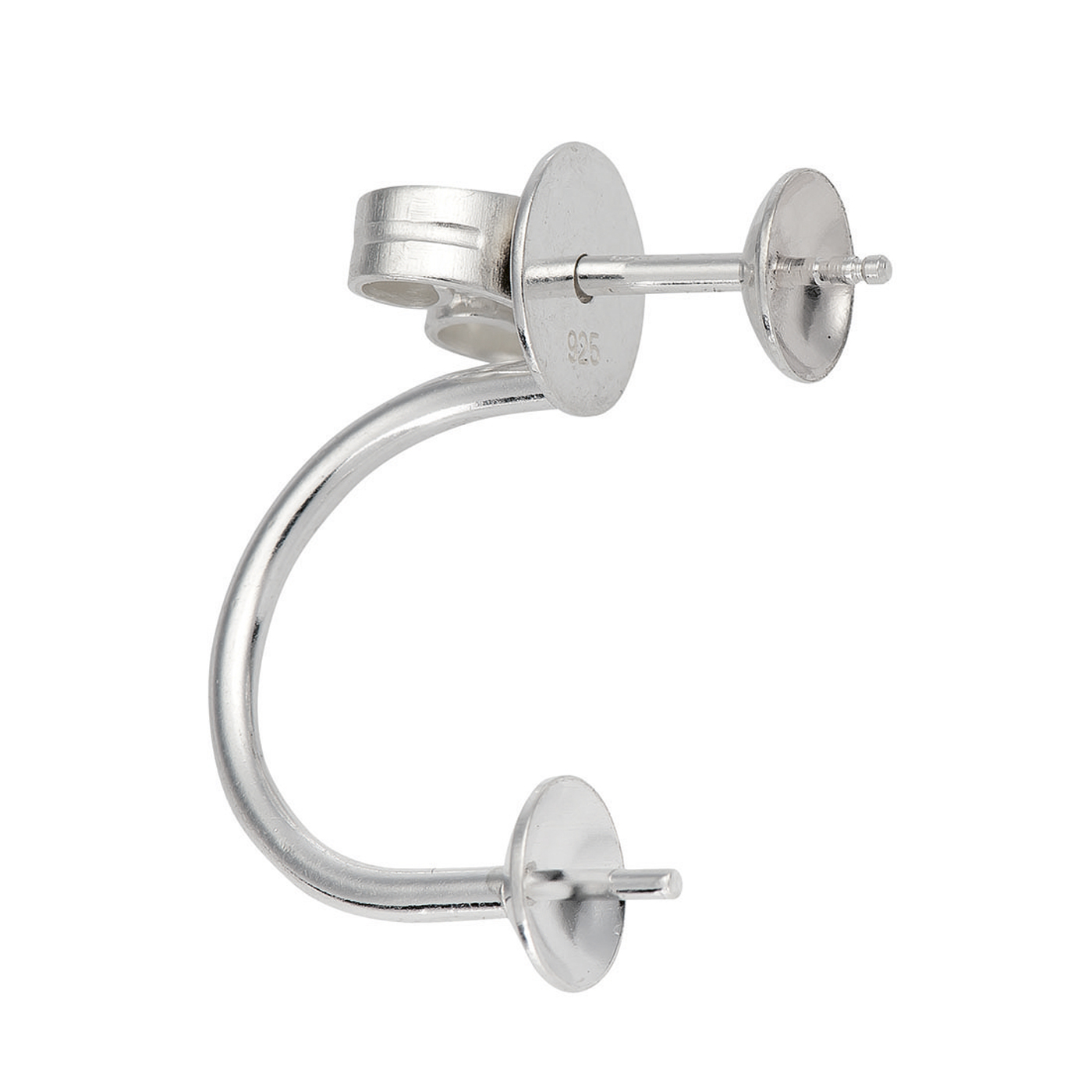 Ohrring, 925 Ag, mit zwei Perlschalen, ø 4 mm - 1 Stück