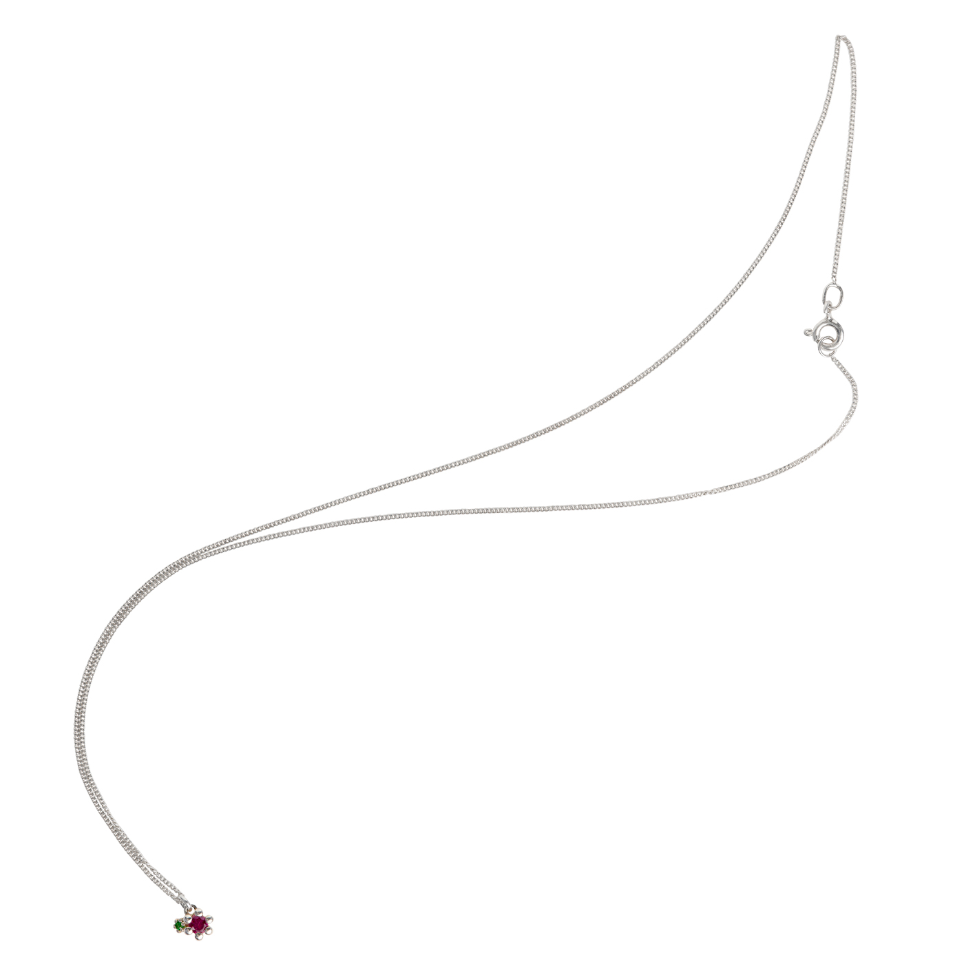 Halskette, 925Ag, 45 cm, 6er Chaton, Rubelith ø-3,0 mm, Tsa. - 1 Stück