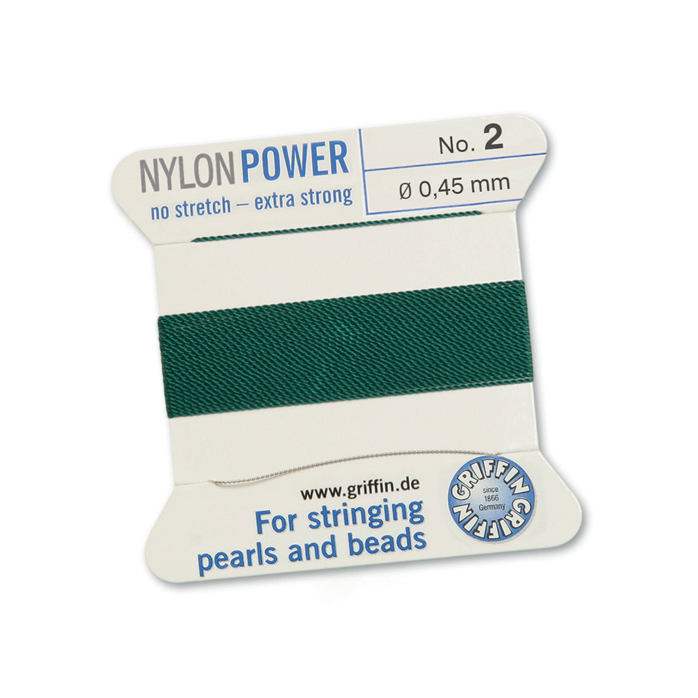 Bead Cord NylonPower Perlseide, grün, Nr. 2 - 2 m
