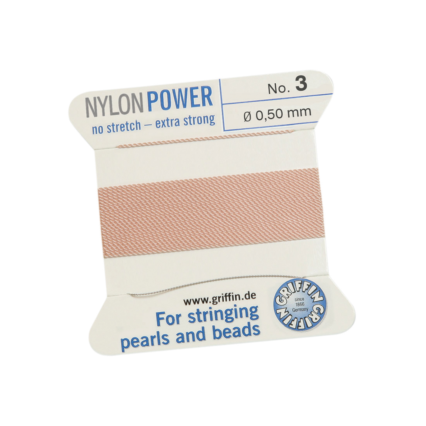 Bead Cord NylonPower, Light Pink, No. 3 - 2 m