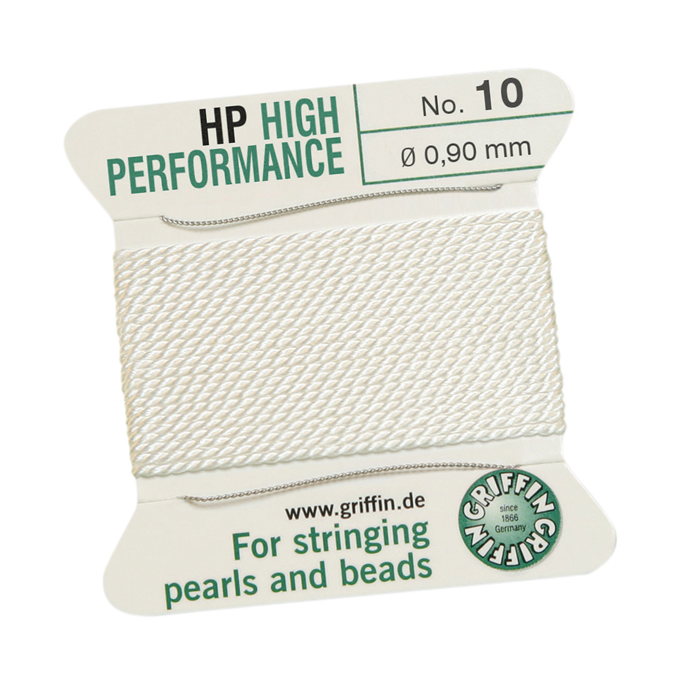 Bead Cord High Performance, White, 2 Needles, No. 10 - 2 m