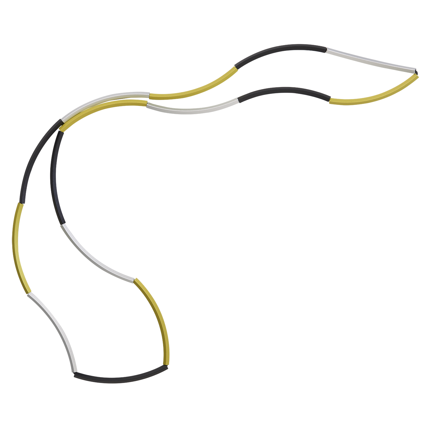 Kette, elox.Alu, 88 cm, silber-lemon-schwarz, Stretch - 1 Stück