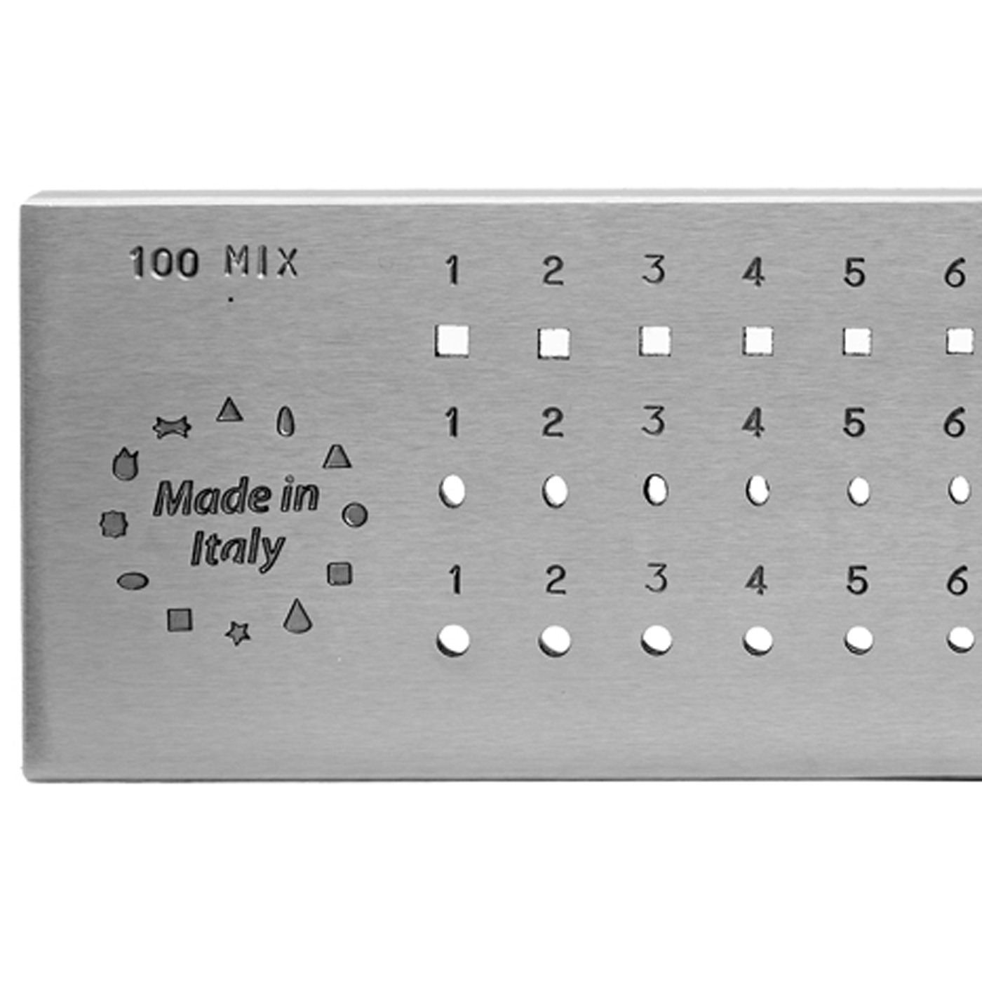 Zieheisen MIX, rund, oval, quadratisch, je 20 Loch, 3-1 mm - 1 Stück