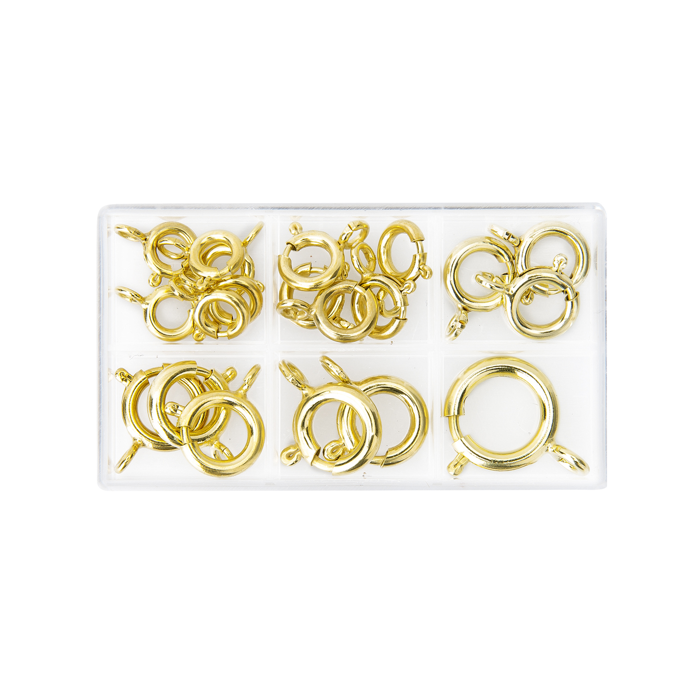 Spring Rings, Rolled Gold, without Collar - 1 assortment