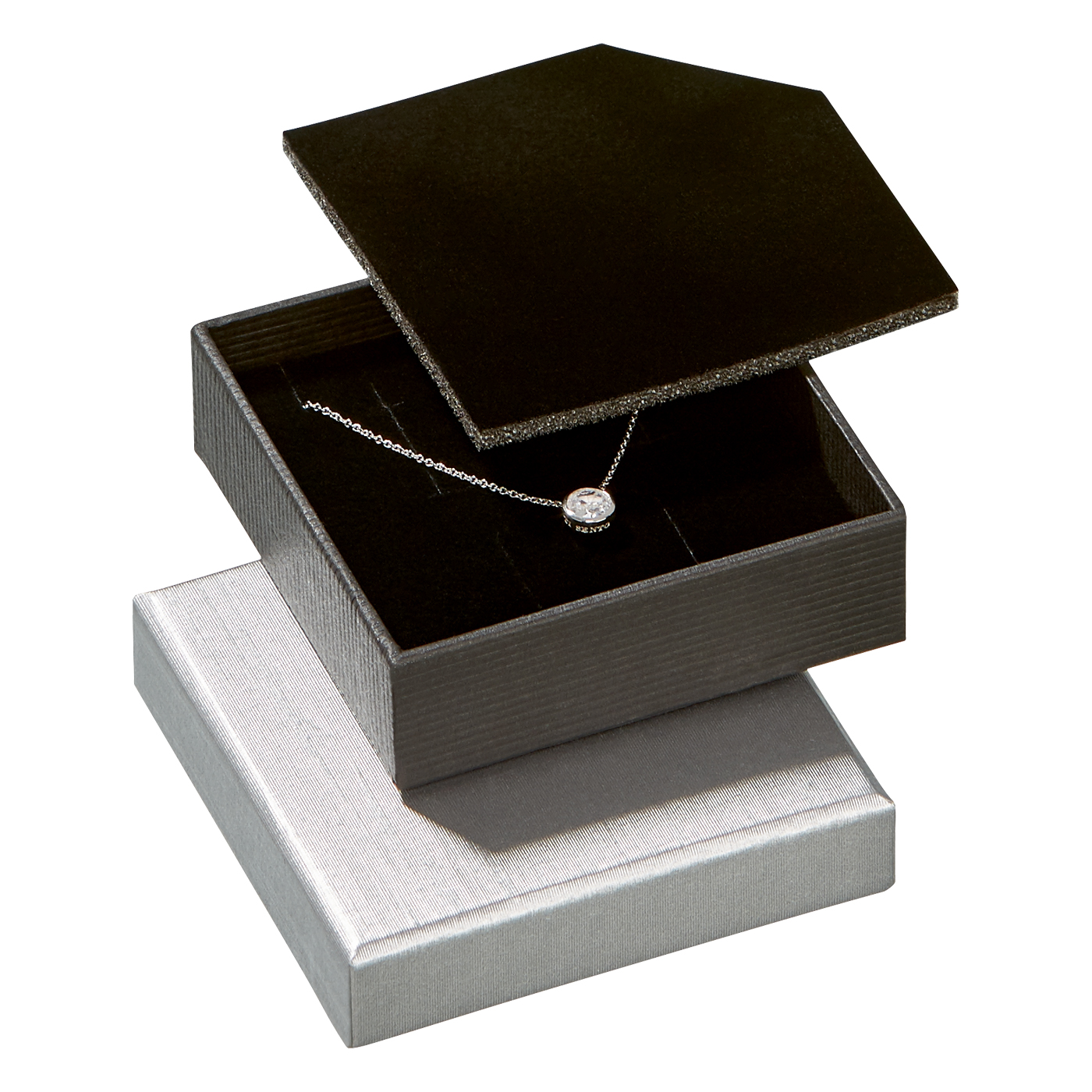 Schmucketui "Classics", silber/schwarz, 50 x 55 x 32 mm - 1 Stück Schmucketui "Classics", silber/schwarz, 50 x 55 x 32 mm - 1 Stück