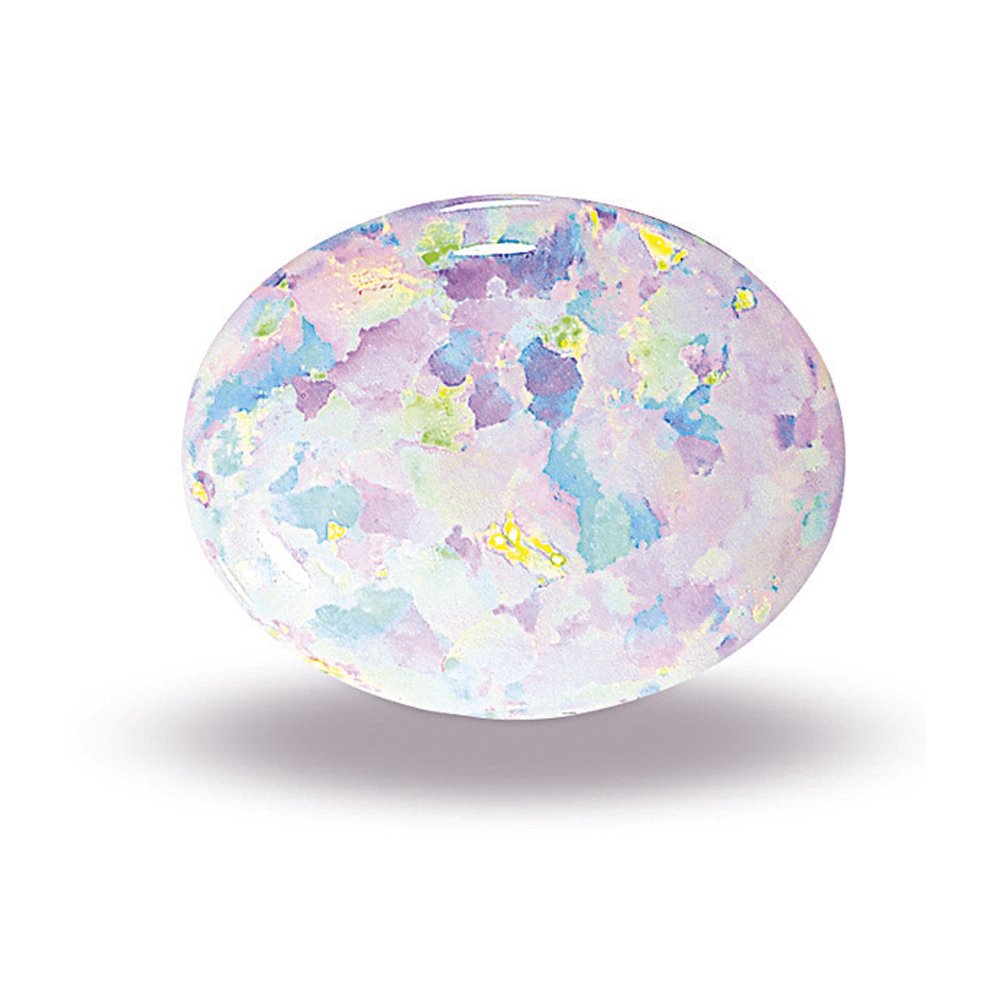 Opal-Imitation, oval, Cabochon, weiß, 8 x 6 mm - 1 Stück