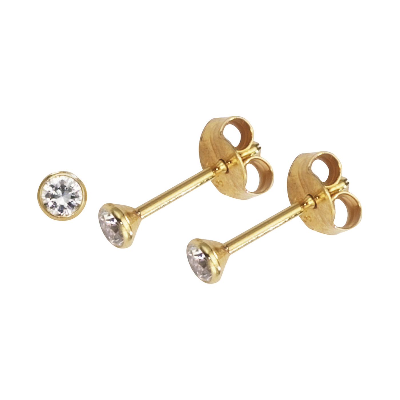 FBM Ohrstecker, 585 G, Zirkonia weiß, ø 3,00 mm - 1 Paar