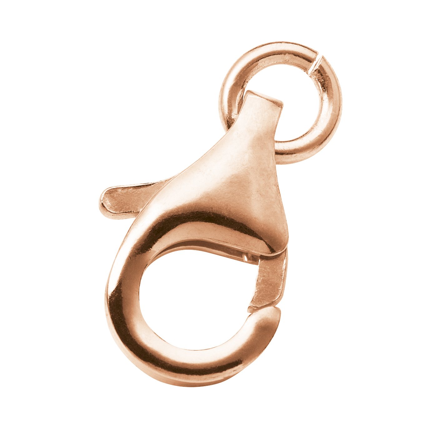 Karabiner, 925 Ag rosé vergoldet, 16 mm, mit Bindering - 1 Stück