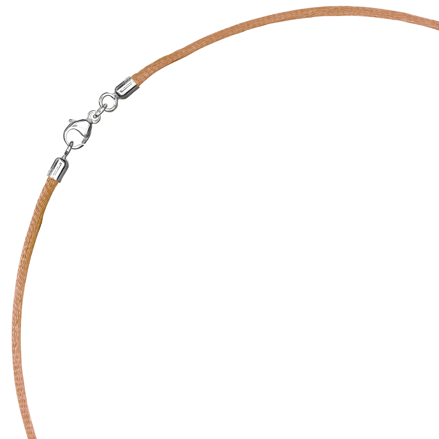 Satinband, 42 cm, ø 2 mm, gold, mit Karabiner 925 Ag rhod. - 42 cm