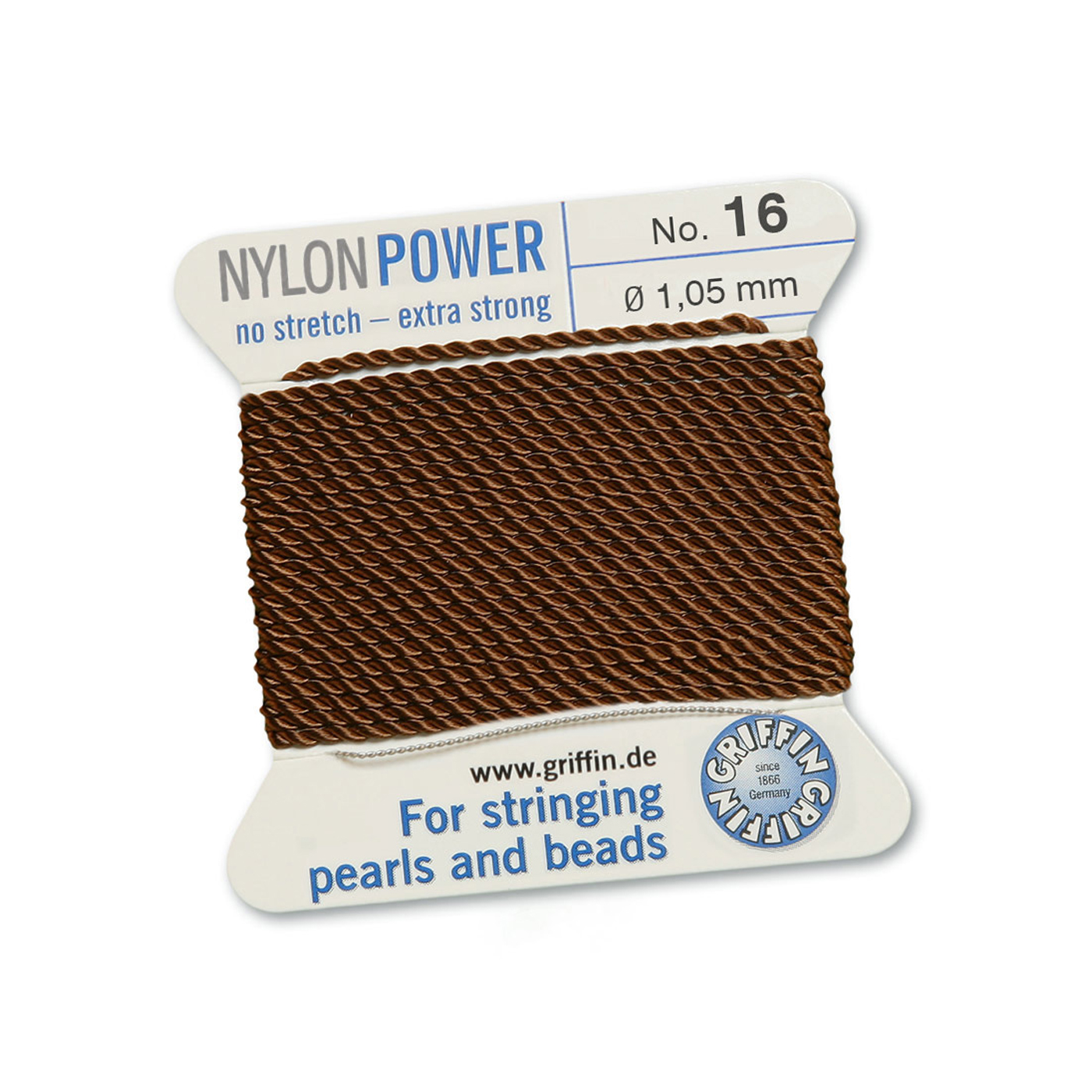 Bead Cord NylonPower, Brown, No. 16 - 2 m