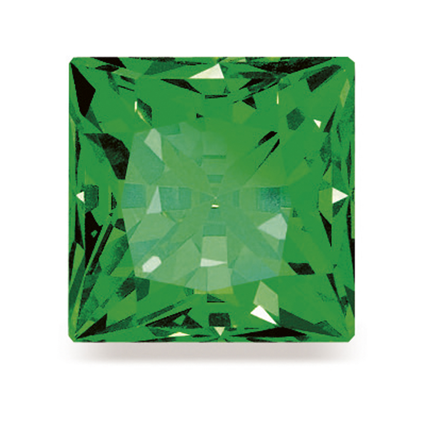Swarovski Zirkonia, carré, facettiert, grün, 2,5 x 2,5 mm - 1 Stück