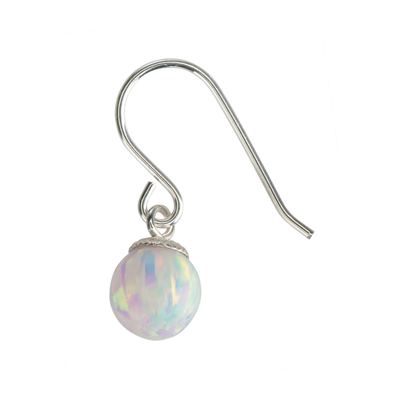 Opal Imitation Ball, White, ø 8 mm, Drilled Through - 1 piece