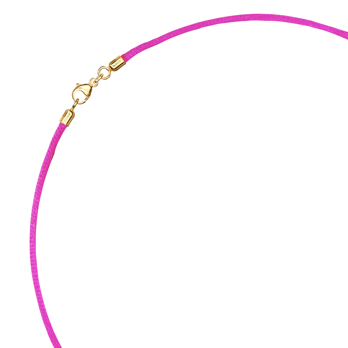 Satinband, 42 cm, ø 2 mm, fuchsia, mit Karabiner 925 Ag verg - 42 cm