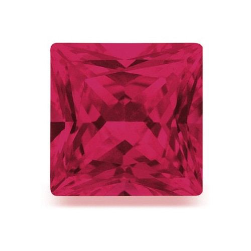 Ruby, Synthetic, Carré, Bright Red, Faceted, 3.00 x 3.00mm - 1 piece