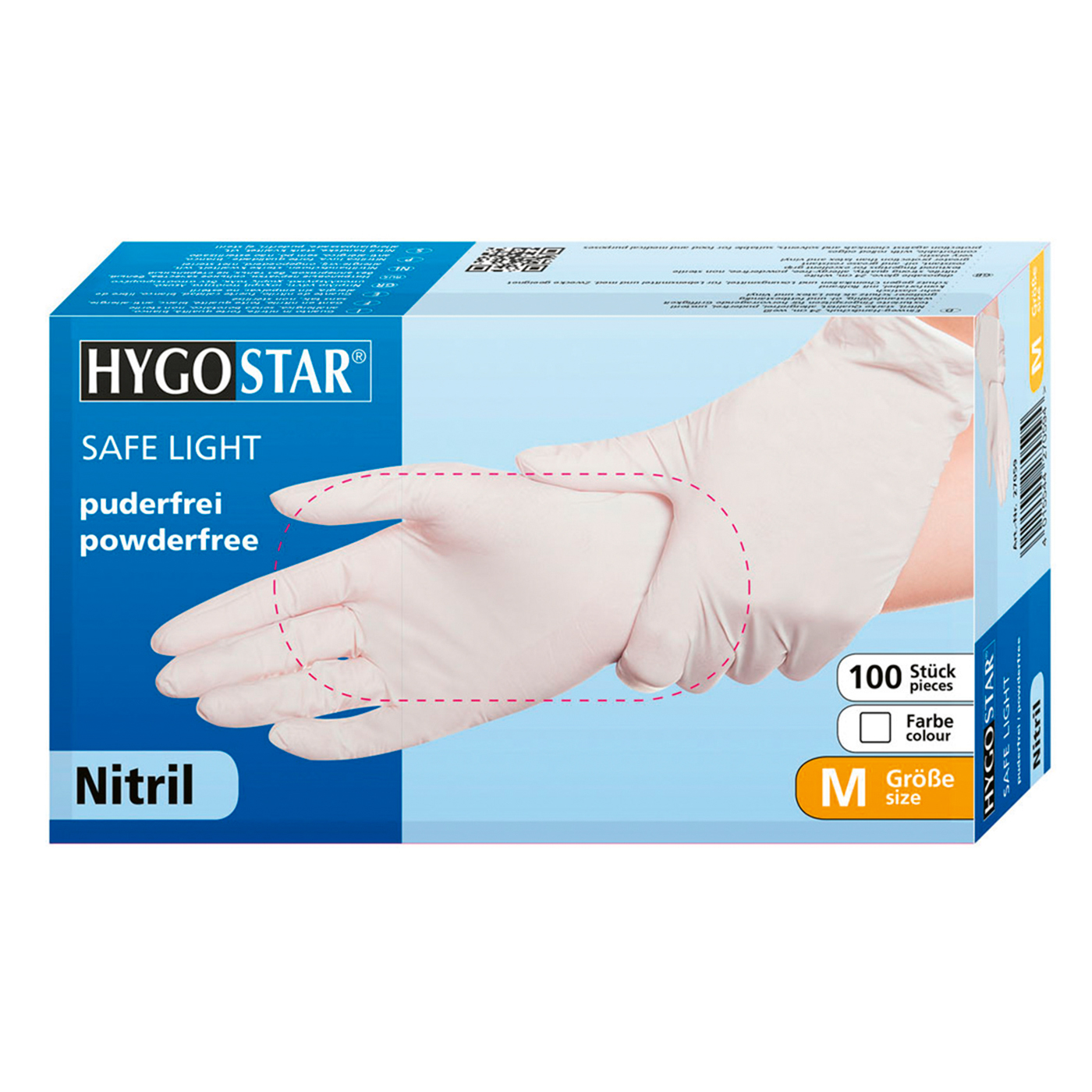 Hygostar Safe Light Nitrile Gloves, size M, white - 100 pieces