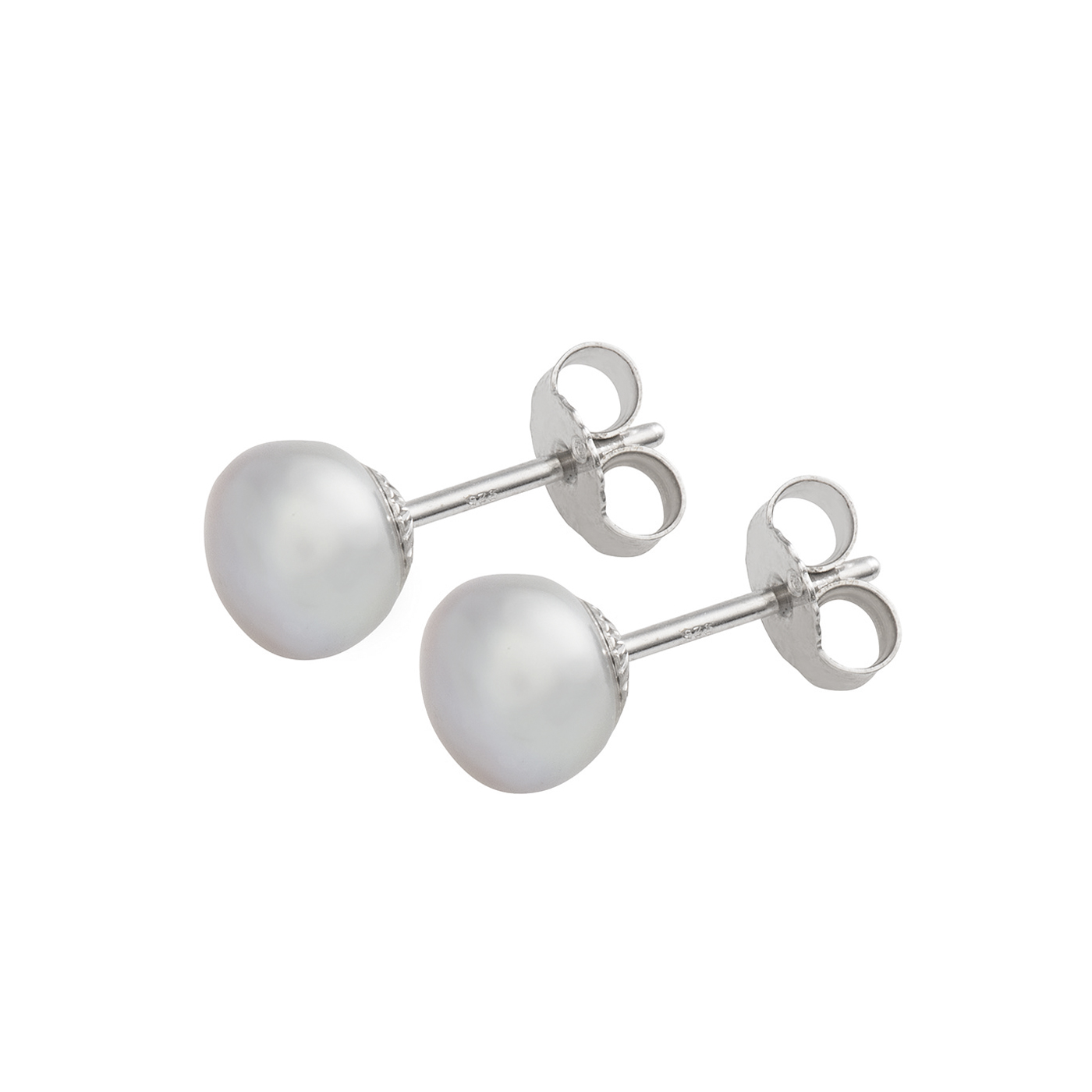 Earrings Freshwater Pearls Silver, 925Ag, Pearl-ø 7-8 mm - 1 pair