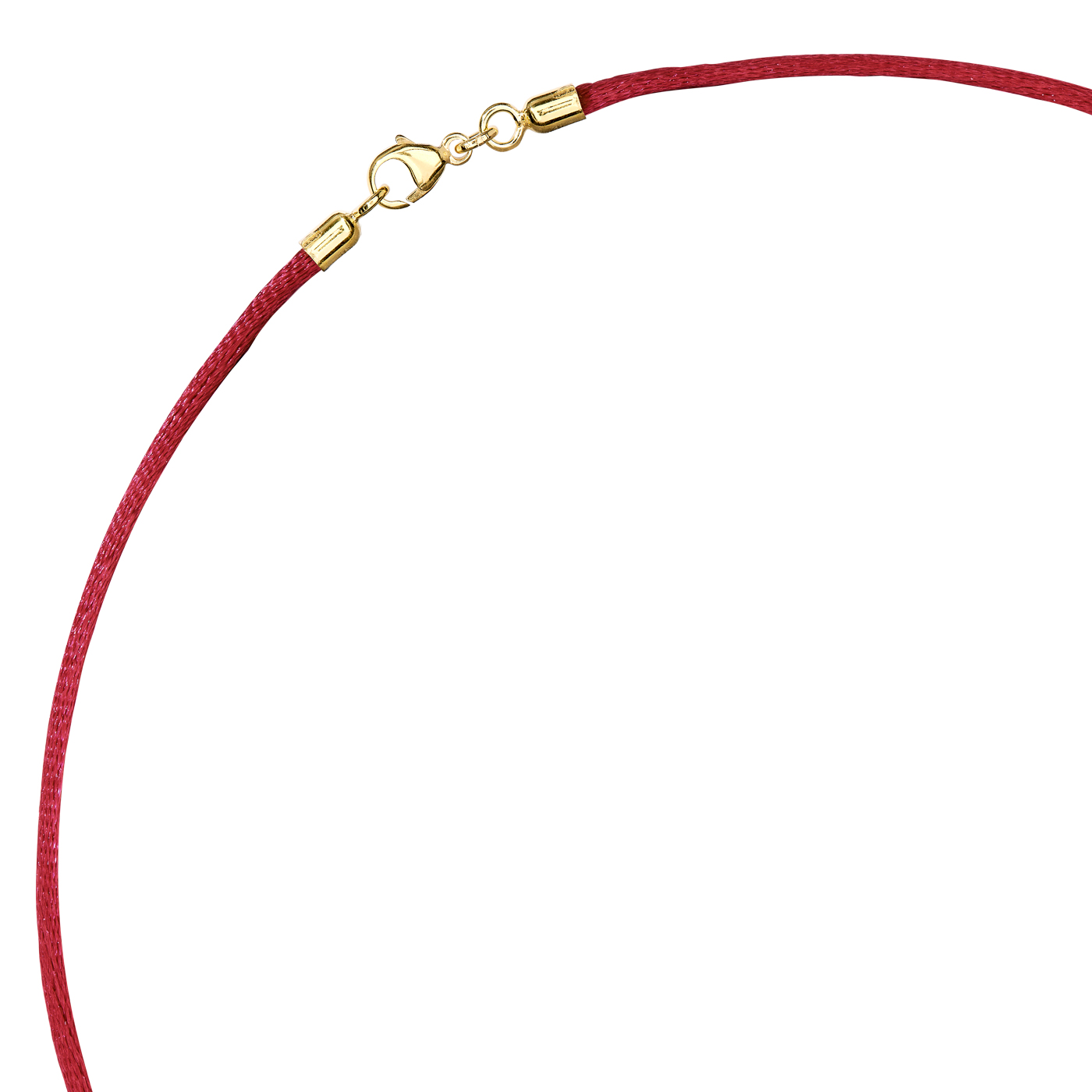 Satinband, 42 cm, ø 2 mm, burgundy, m. Karabiner 925 Ag verg - 42 cm