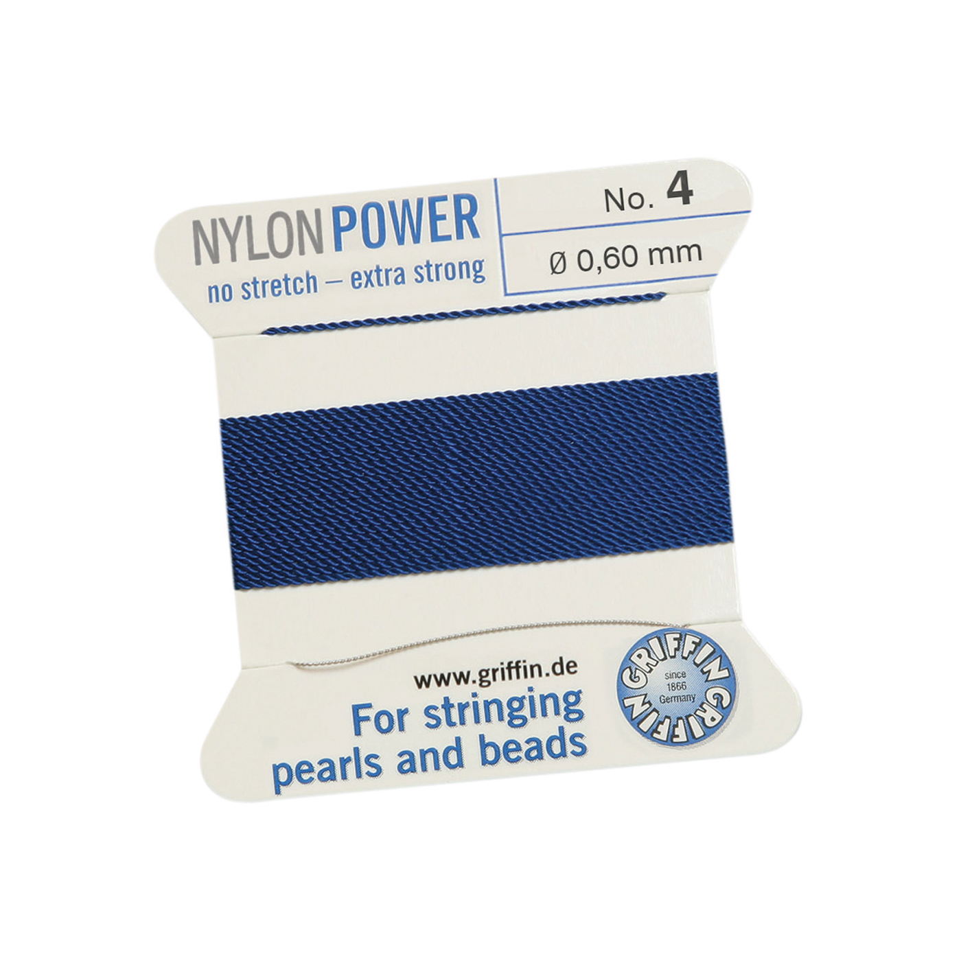 Bead Cord NylonPower Perlseide, dunkelblau, Nr. 4 - 2 m