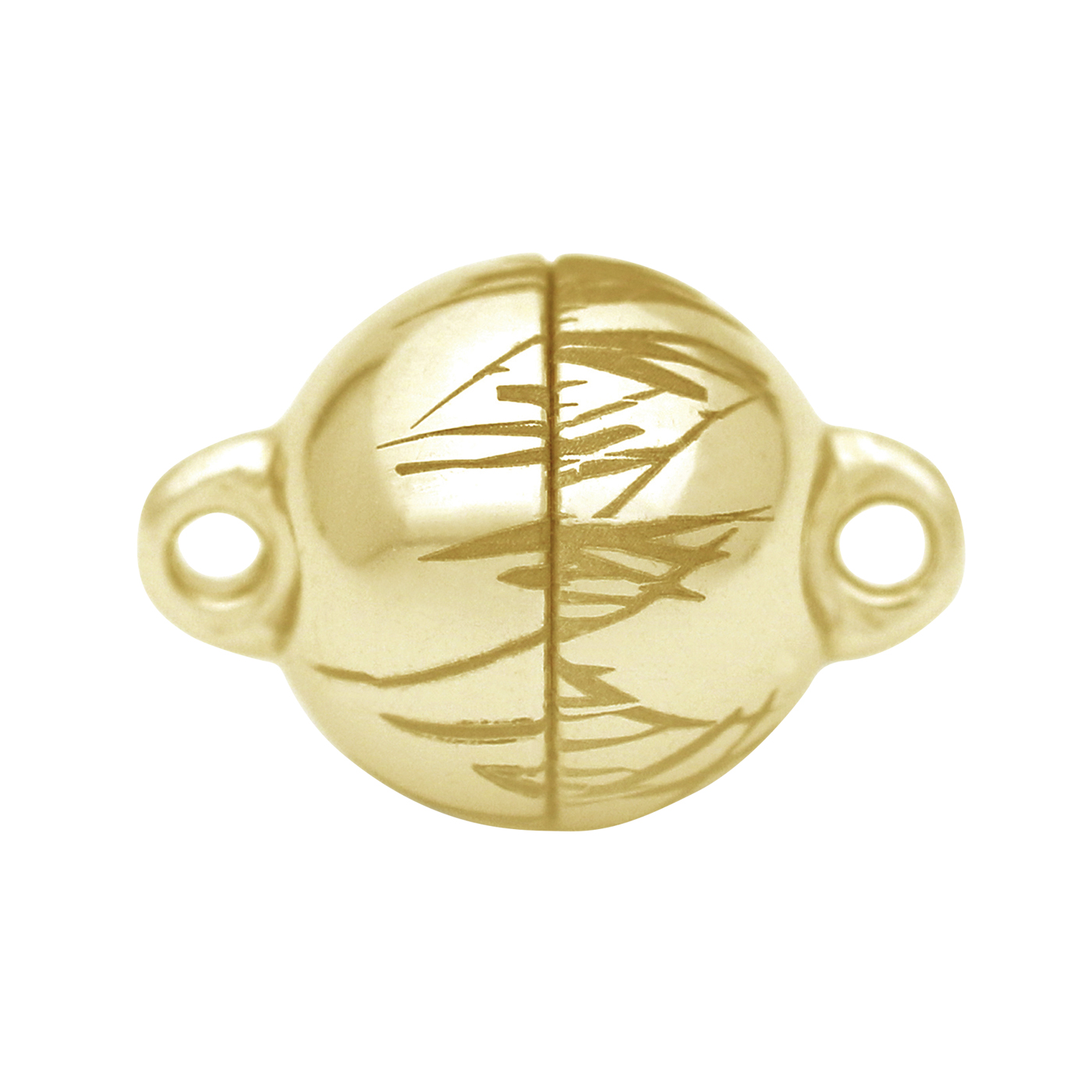 Langer Magnetschließen Magnetschließe "Grass", 925 Ag verg., Kugel, ø 10 mm, pol. - 1 Stück