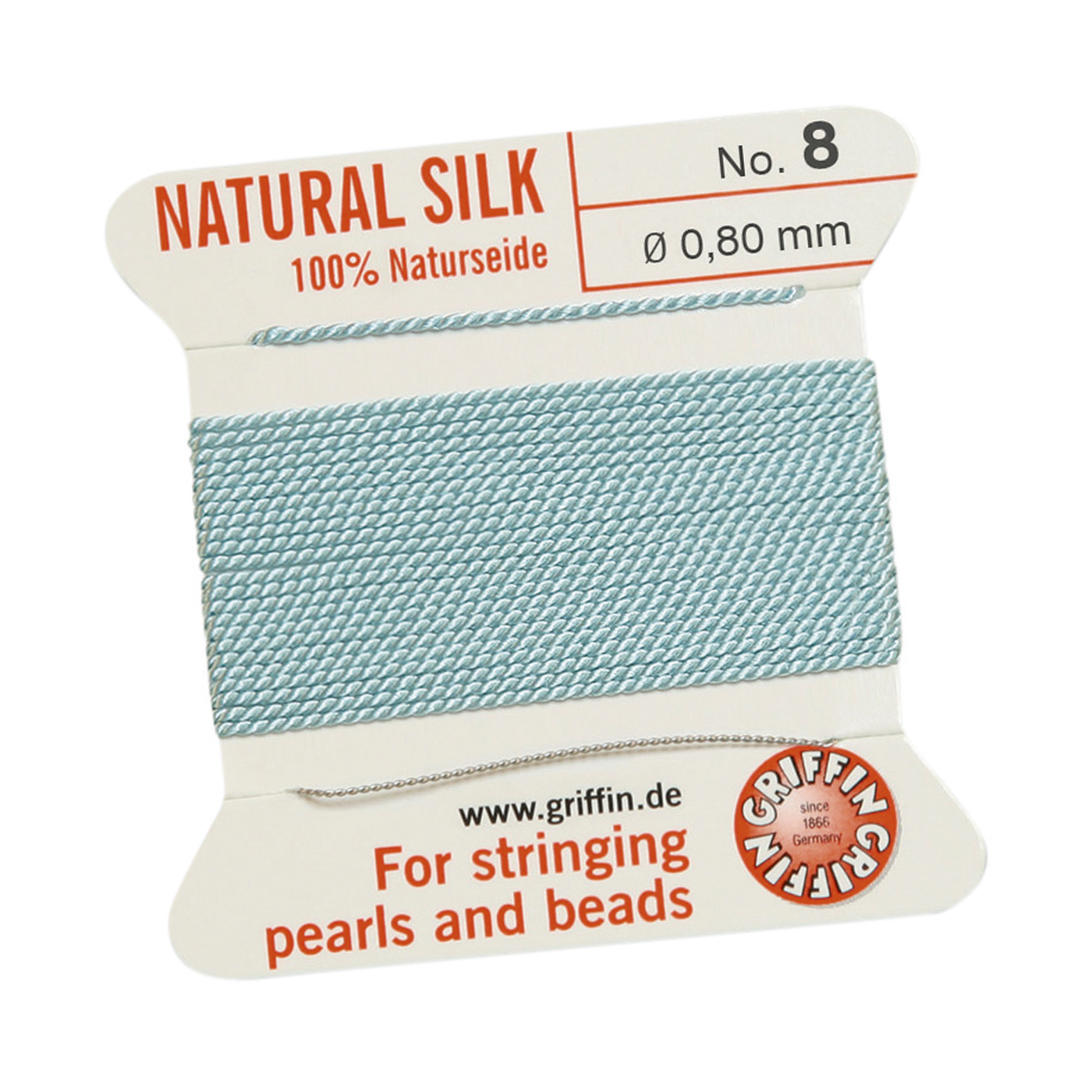 Bead Cord 100% Natur-Perlseide, türkis, Nr. 8 - 2 m