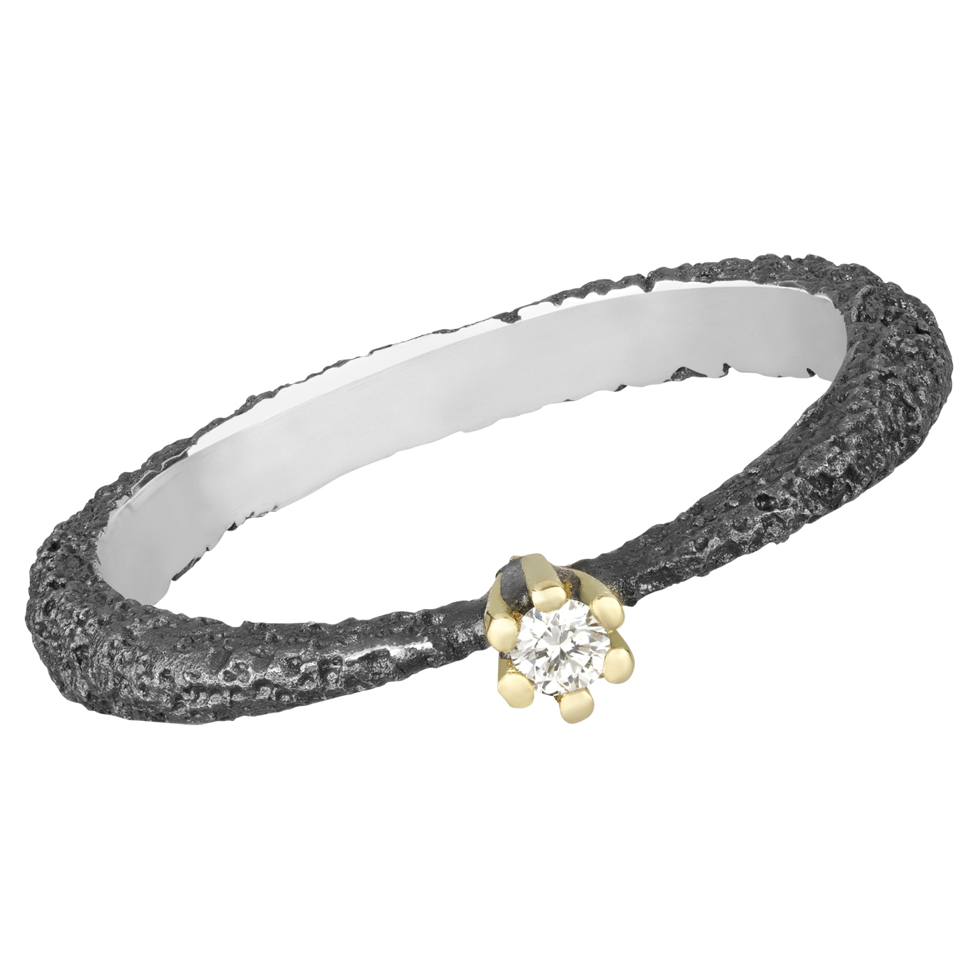 Ring, 925Ag oxydiert, W54, Brillant 0,04 ct in Chaton 750G - 1 Stück