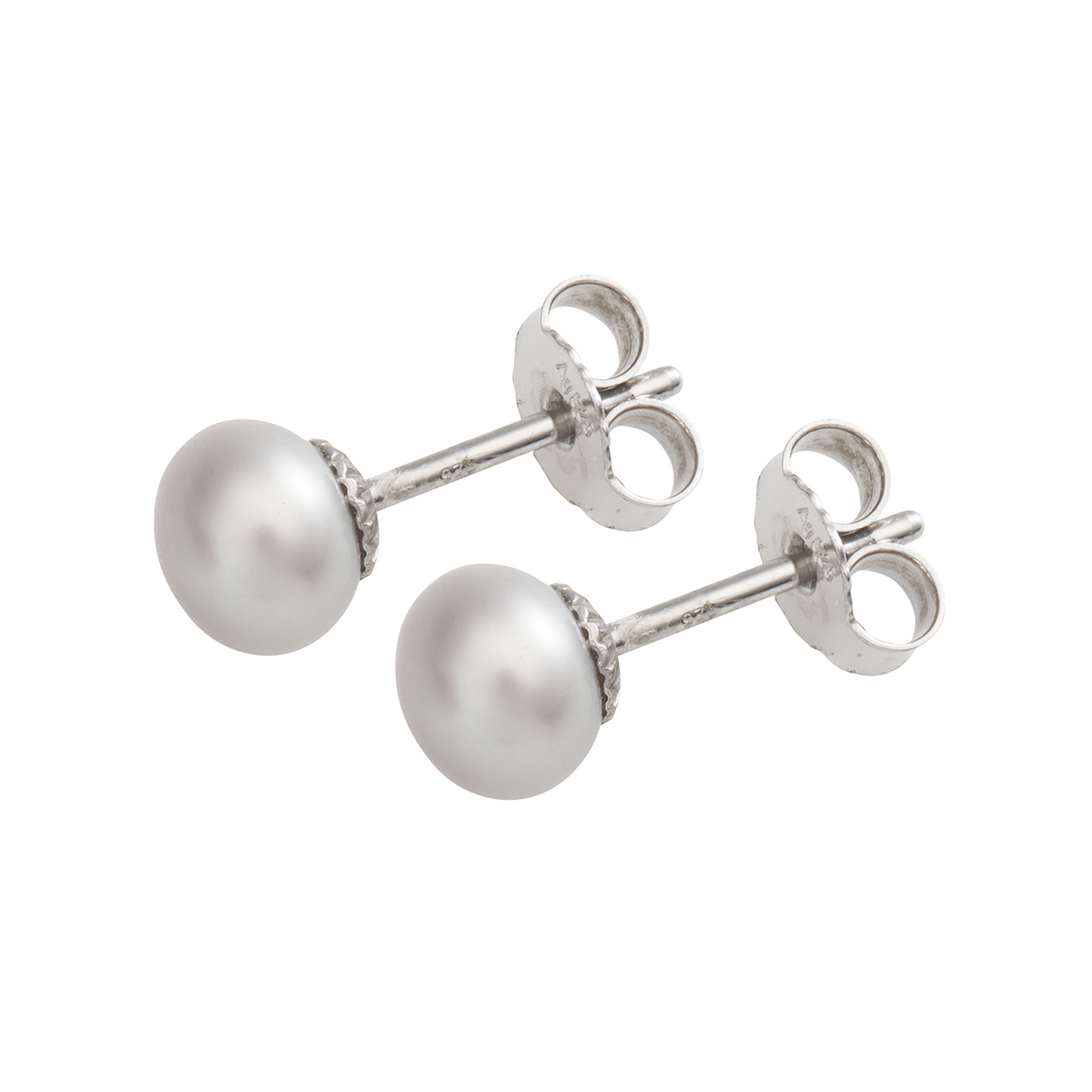 Earrings Freshwater Pearls Silver, 925Ag, Pearl-ø 6-7 mm - 1 pair