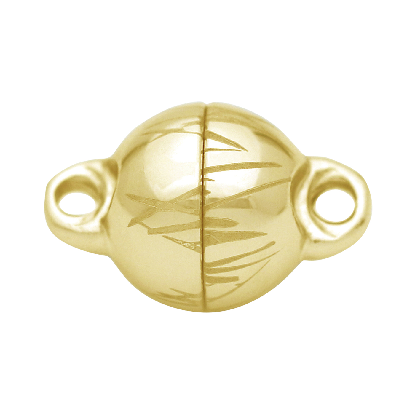 Langer Magnetschließen Magnetschließe "Grass", 925 Ag verg., Kugel, ø 8 mm, pol. - 1 Stück