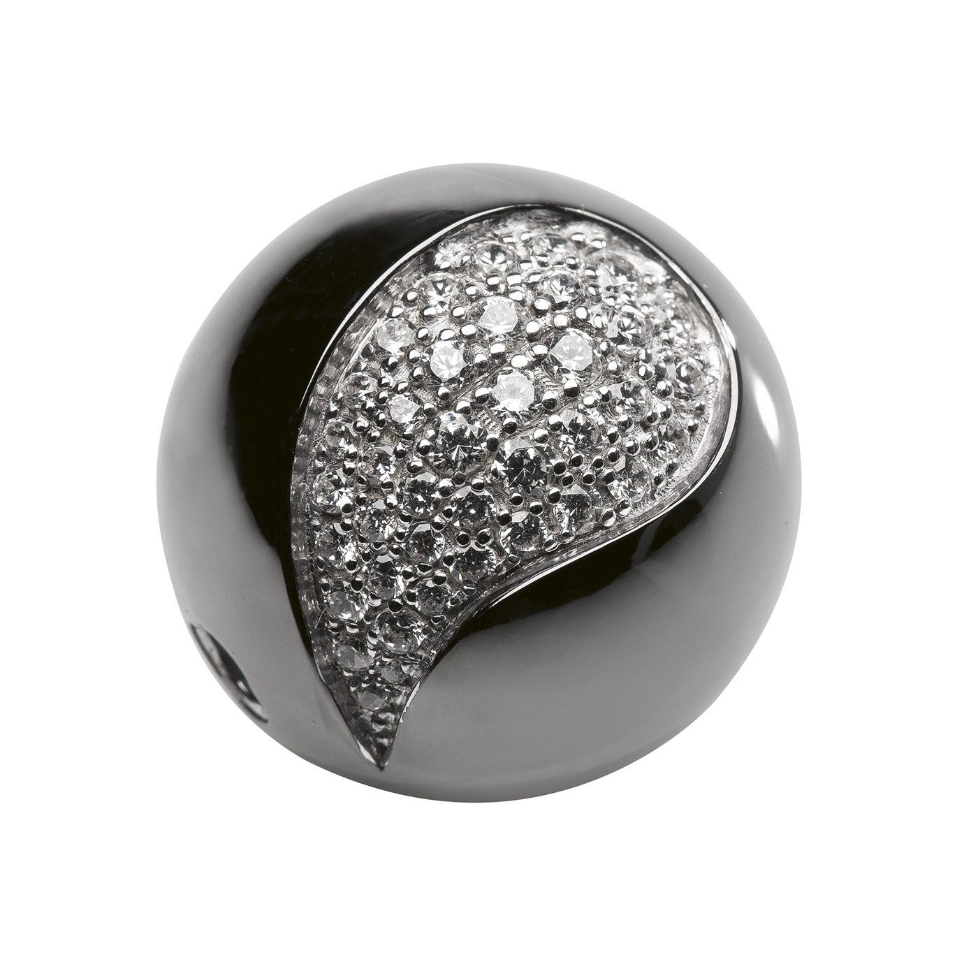 Wechselschließe, 925 Ag rhod., Kugel, ø 18 mm, Zirkonia - 1 Stück Wechselschließe, 925 Ag rhod., Kugel, ø 18 mm, Zirkonia - 1 Stück
