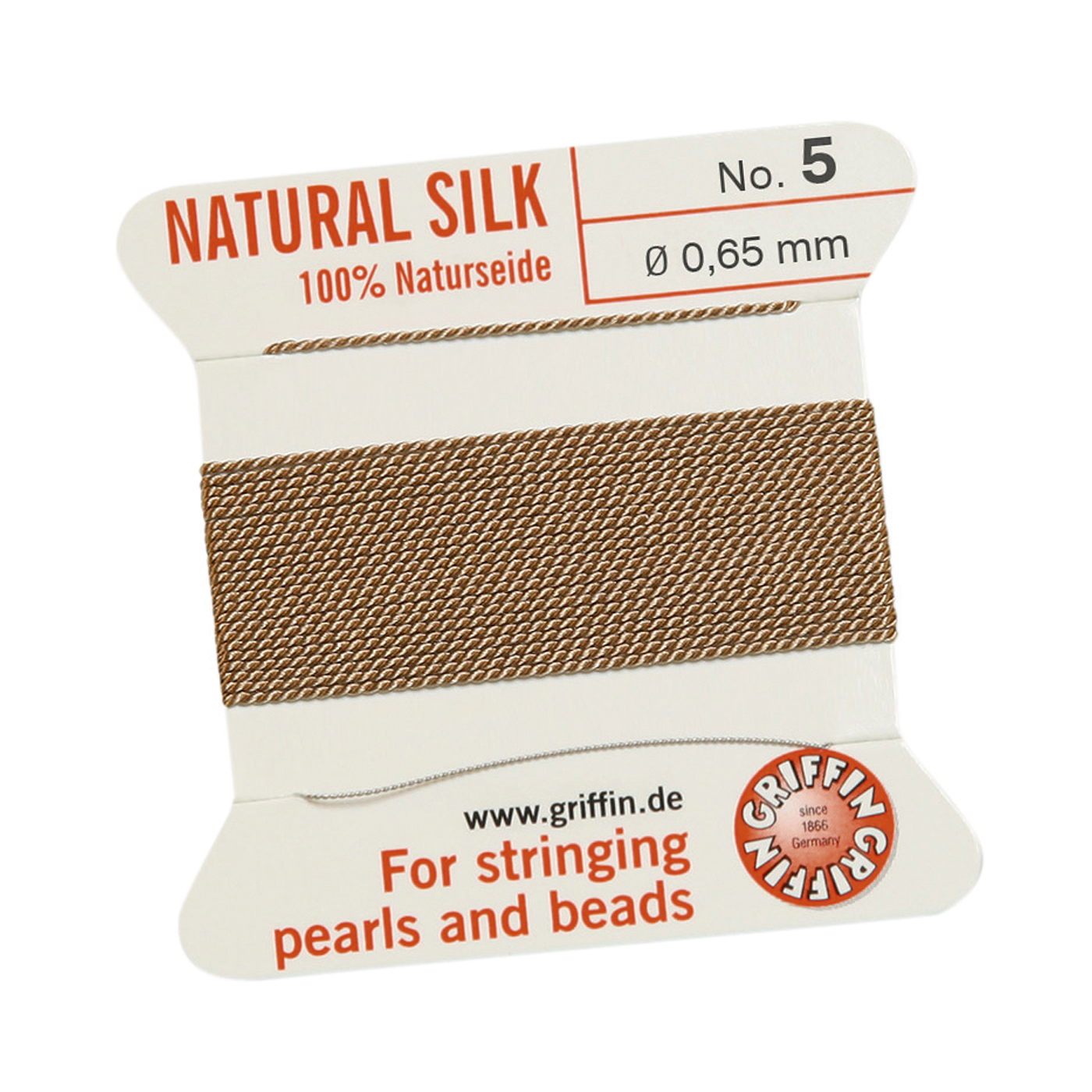 Bead Cord 100% Natur-Perlseide, beige, Nr. 5 - 2 m
