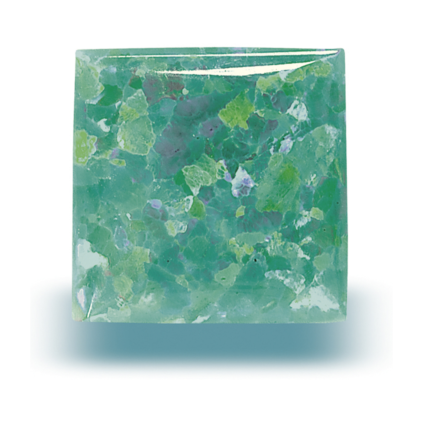 Josef Michel Opal-Imitation, carré, Cabochon, grün, 10 x 10 mm - 1 Stück