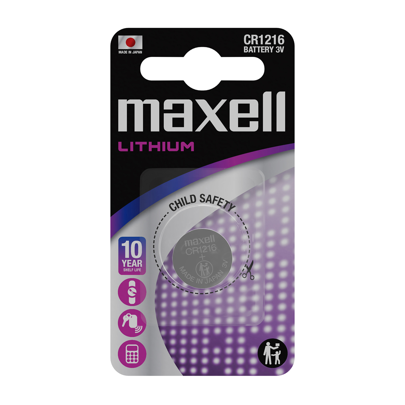 Lithium-Batterie, Maxell, CR1216, ø 12,5 x 1,6 mm - 1 Stück