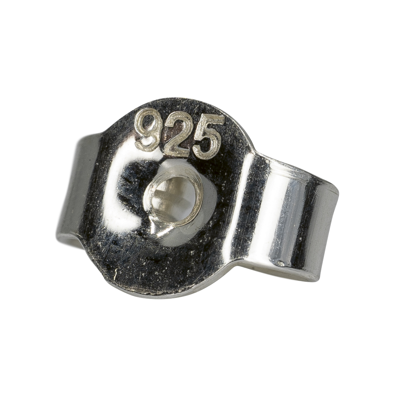 Ohrmutter, 925 Ag rhodiniert, ø 4 mm, glatter Rand - 1 Stück